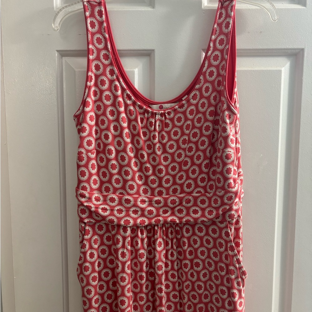 Boden Coral & White Printed Sleeveless Dress